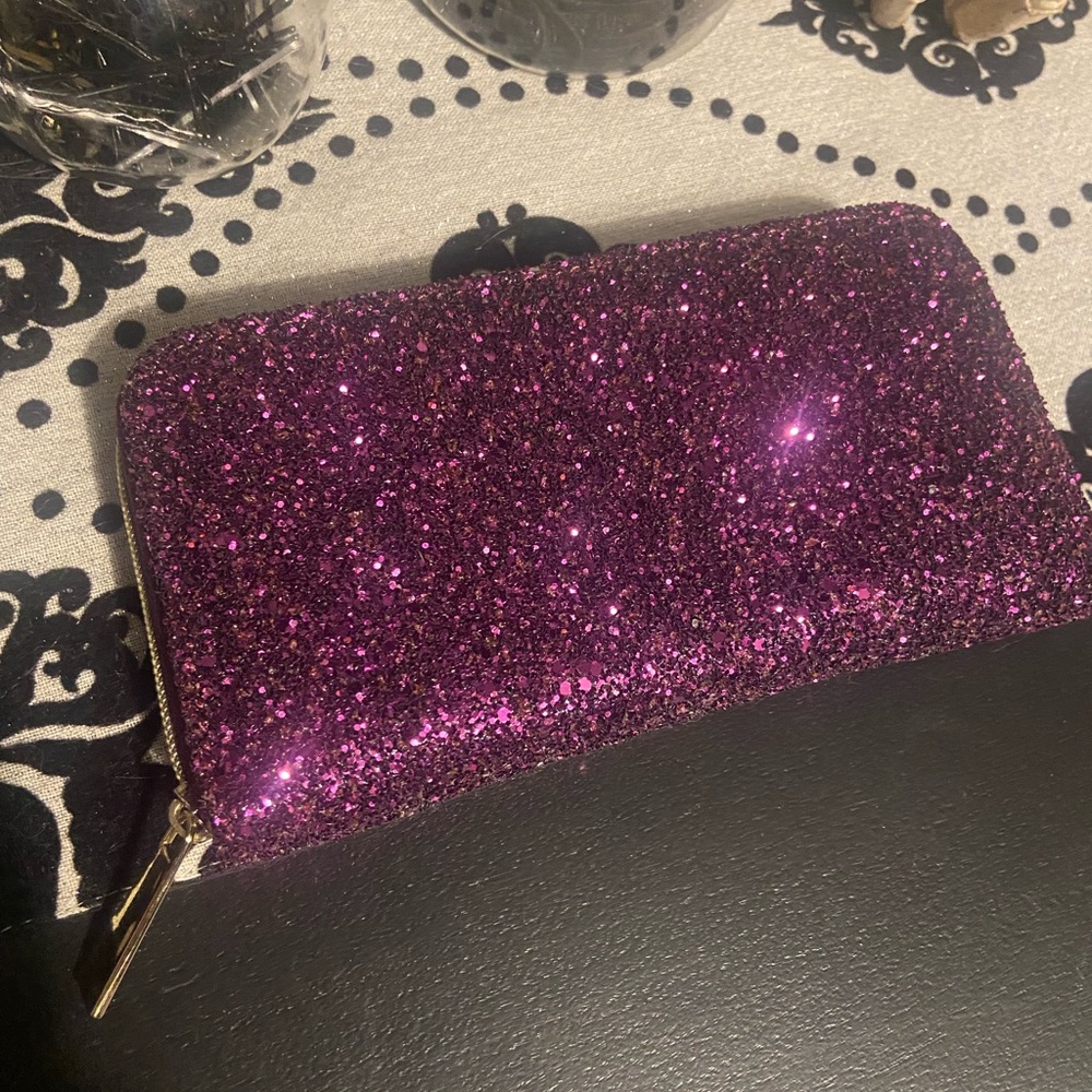 Sparkly Purple Glitter Sequin Wallet NWOT